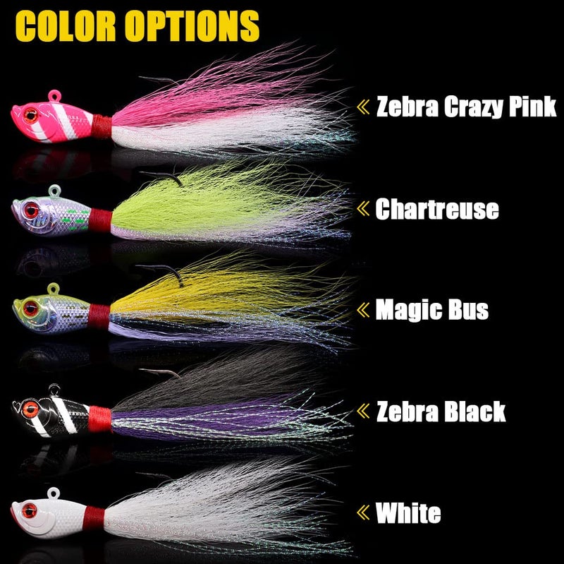 XFISHMAN Bucktail Jigs Saltwater Hair Jigs Head - Fishing Lures Assorted Kit (5 Pack) - Image 5